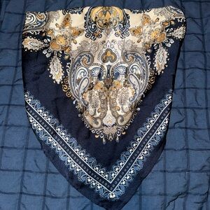 Windsor Navy and Gold Paisley Crop Top